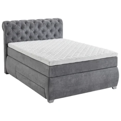 MID.YOU Boxspringbett OPTIK in Grau, Liegefläche 140x200 cm – Taschenfederkern